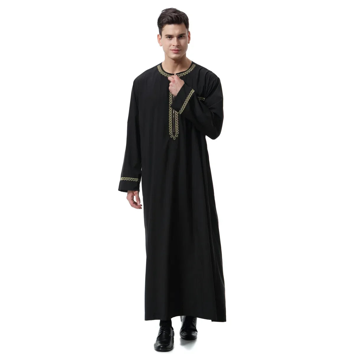 Jubba Thobe Homme Musulman Imprimé Fermeture Éclair Kimono Longue Robe Saoudienne Islamique Musulman Vêtements Abaya Caftan Islam Dubaï Robe Arabe