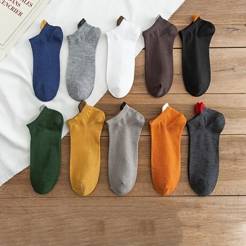 10 Pairs Fashion Mesh Summer Cute Cartoon Eyes Embroidered Sweat Absorbent Breathable Men Low Cut Ankle Knitted Boat Socks