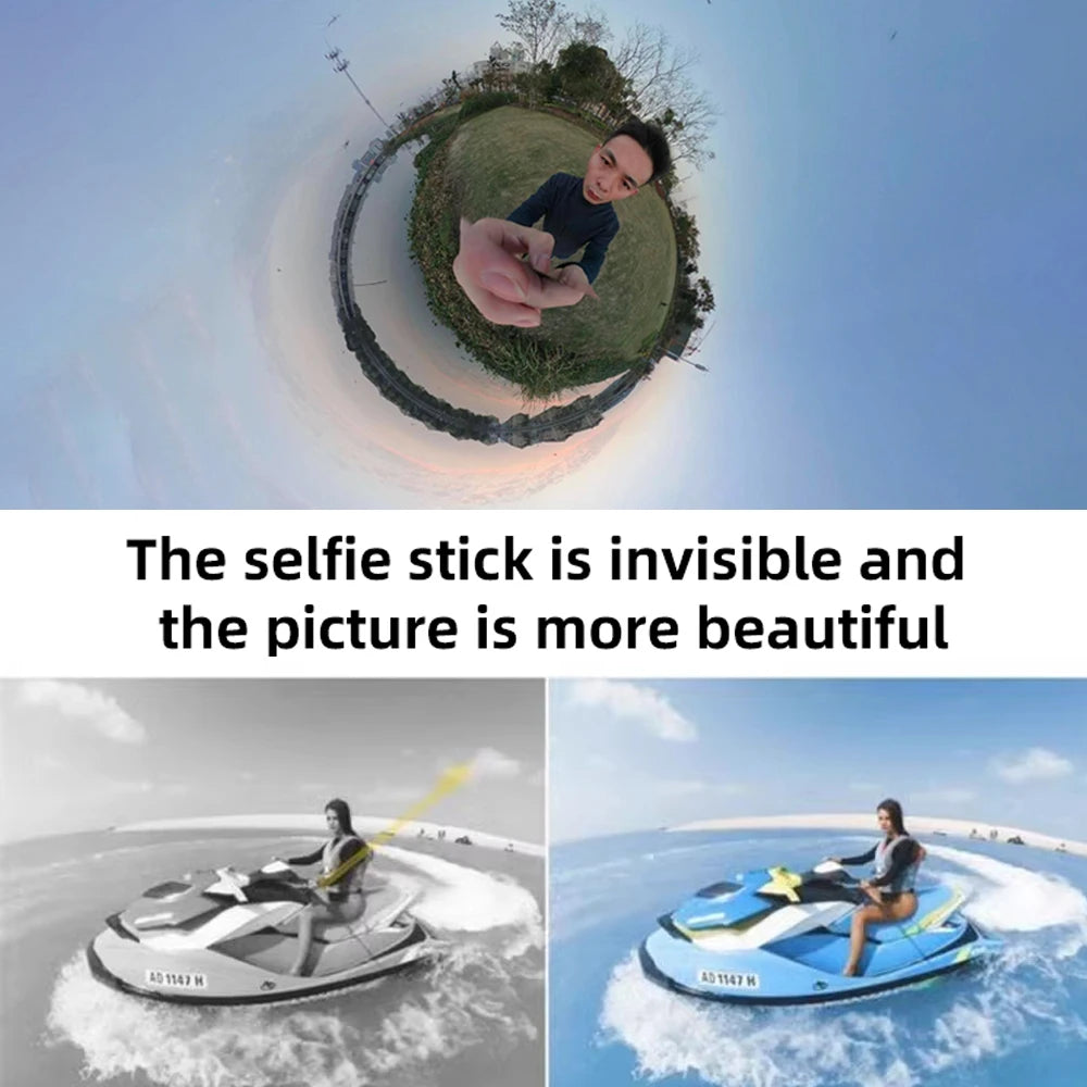 HONGDAK Monopode extensible en fibre de carbone de 3 m, édition étendue, perche à selfie invisible pour Insta360 X3 X2, trépied pour GoPro