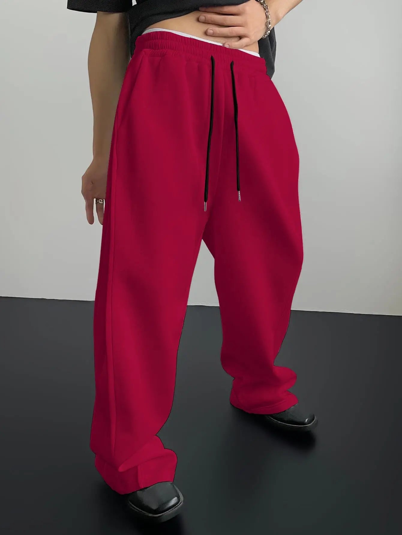 Pantalon de survêtement large Y2K Harajuku pour femmes, streetwear, ample, surdimensionné, gris, de sport, taille haute, avec cordon de serrage, décontracté