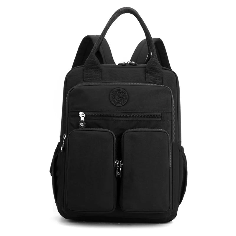 Fashion Multi-pocket Woman's Backpack Soft Handle Solid Color Nylon Travel Backpack Lightweight Casual School Backpacks