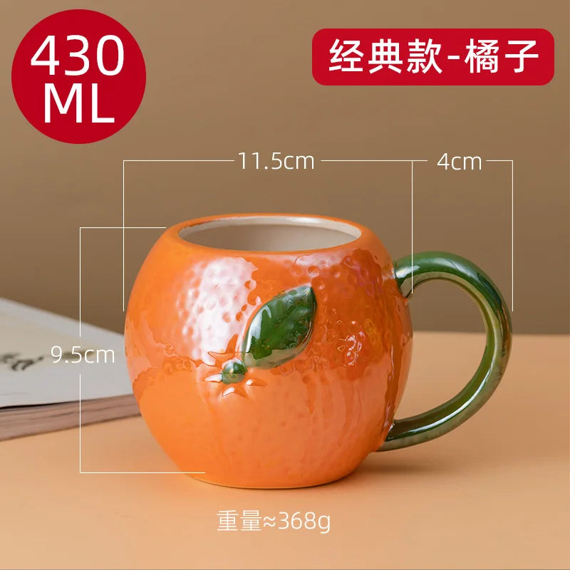Dreidimensionale Frucht-Porzellan-Kaffeetasse Große Kapazität Apfel-Erdbeer-Tasse Zuhause Nachmittagstee Dessert Tee Tasse Paar Tasse