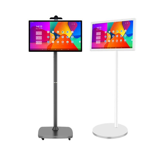 27" Portable Smart TV - Rotatable Android 10 Advertising Monitor with Battery (Movable Stand, Full HD Touchscreen）