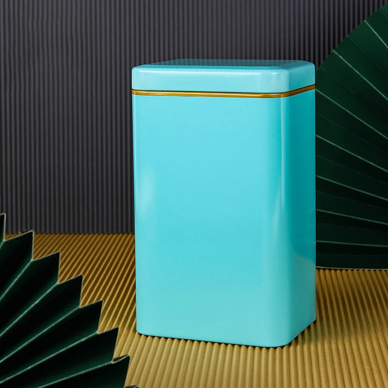 Metal Retro Square Tea Can Candy Food Storage Case Spices Sealed Packaging Box Tinplate Empty Cans Container Storage Box