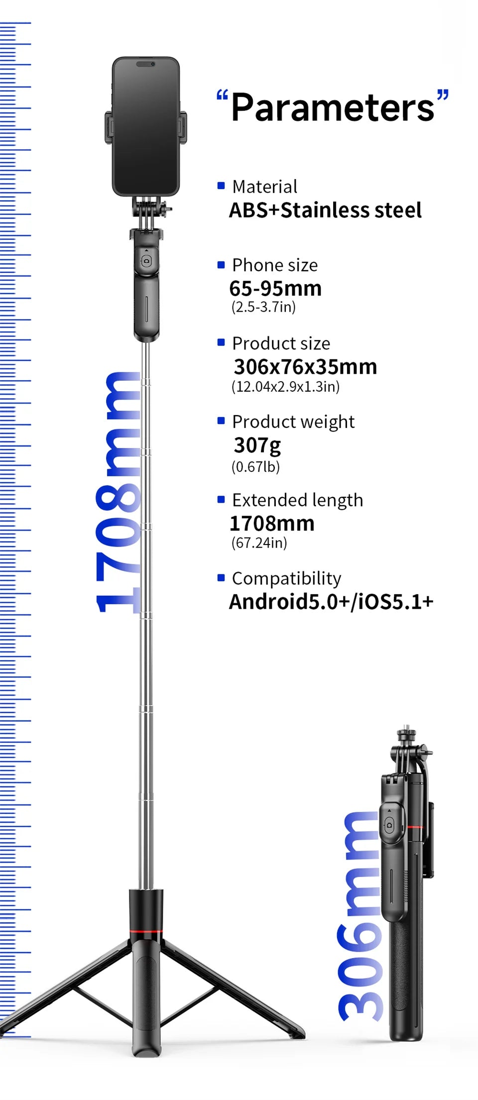 FGCLSY Telescopic Selfie Stick Tripod Monopod Stand Mobile Phone Support Wireless Gimbal Stabilizer For iPhone Android Holder