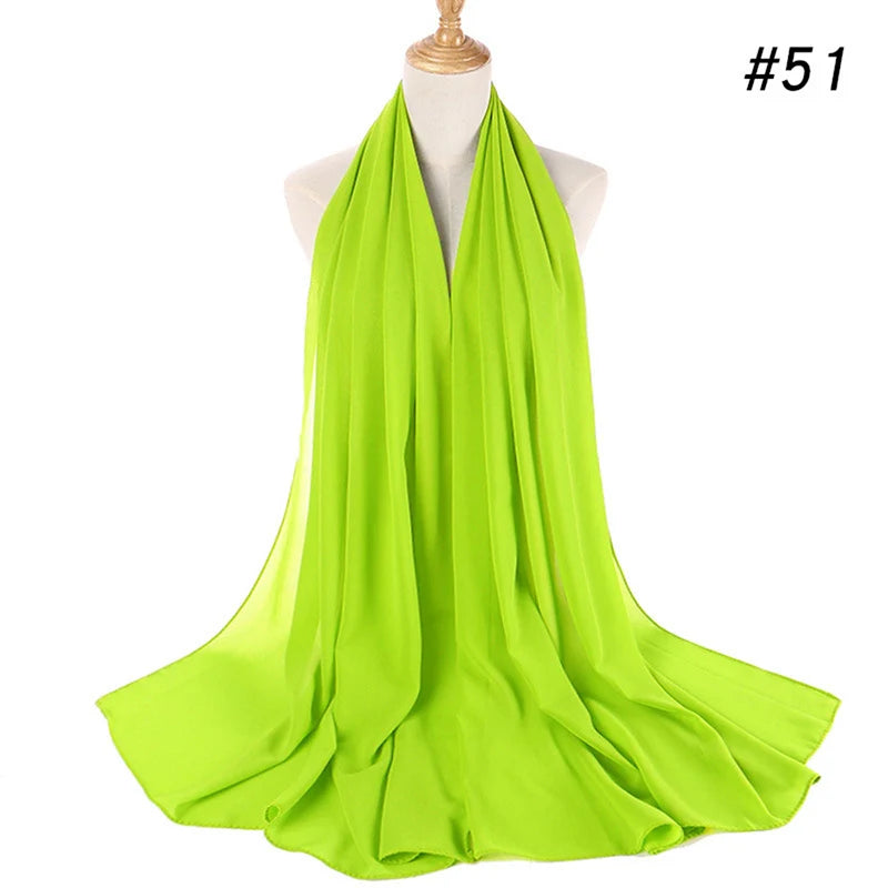 Hijab musulman en mousseline pour femmes, écharpe en mousseline bulle, voile pour femmes, musulmanes, islamiques, de couleur unie, malaisiennes, écharpes foulard musulman