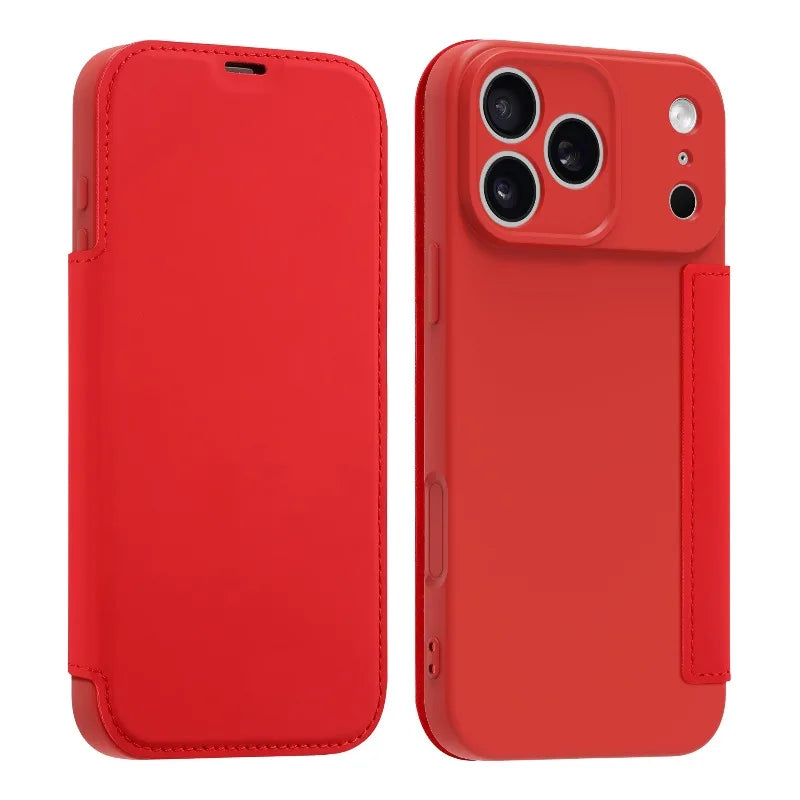 Luxury Leather Original Liquid Silicone Flip Wallet Card Case For iPhone 17 16 15 14 11 12 13 Pro Max Air XS 8 7 Plus Soft Cover