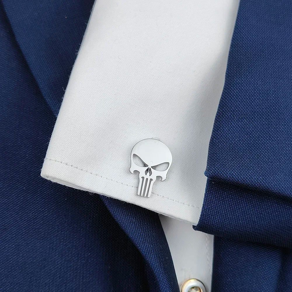 Manschettenknöpfe aus Edelstahl mit Totenkopf Vintage Personalisiertes Design Schmuck Skelett Manschettenknöpfe Party Hemd Ärmelknöpfe