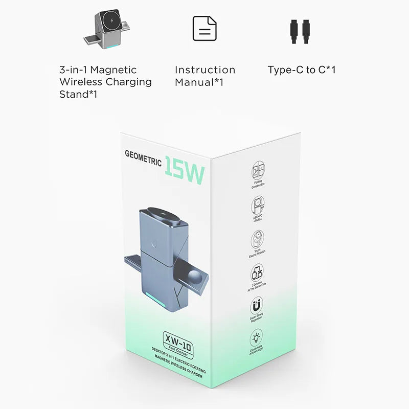 30W Touch Rotating Magnetic Multi-function 3 in 1 Wireless Charger for Iphone 16 15 14 13 Max Fast Charger Samsung Xiaomi