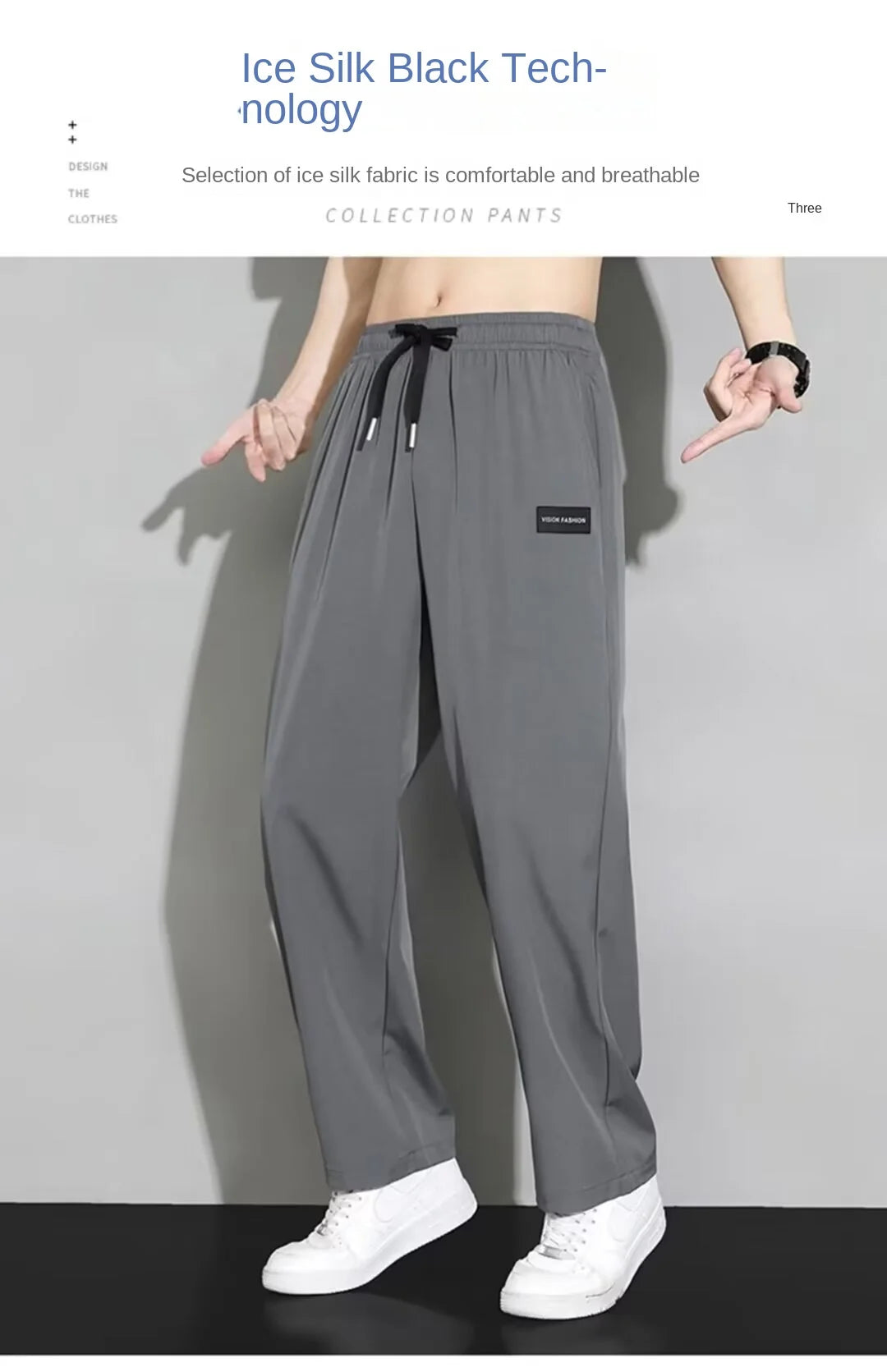 Pantalon de jogging ample et droit pour homme, fin et à séchage rapide, pour l'été, sport et décontracté, mode masculine 2024