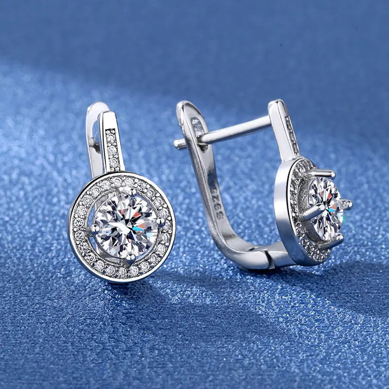 Ohrringe aus 925er Sterlingsilber, Schmuck, hochwertige Retro-Ohrringe mit einfachem Muster, lila-weiße Zirkon-Ohrringe, Bestseller