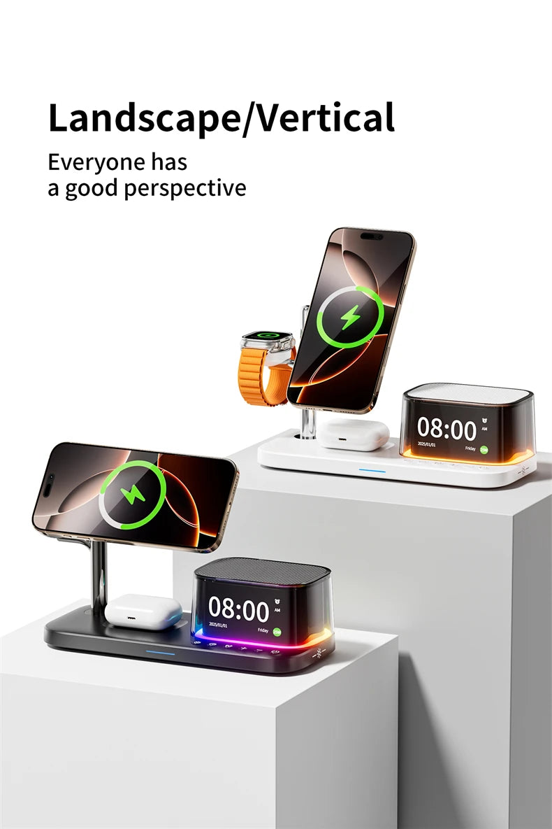 Magnetic 5 in 1 Qi2.2 25W Fast Wireless Charging Stand For Magsafe iPhone 17 16 Pro Max Apple & Galaxy Watch Galaxy S26 S25