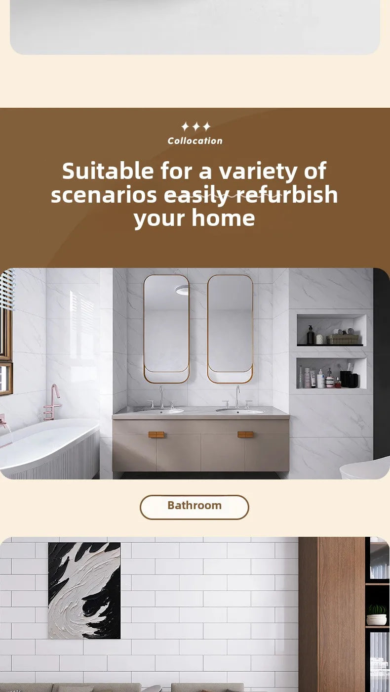 Simulated Thick Marble Tile Wall Sticker PVC Waterproof Self-adhesive Living Room Toilet Kitchen Home Floor Sticker