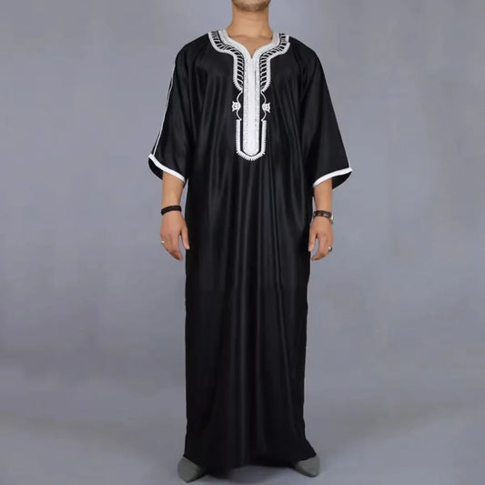 Middle Eastern style Muslim men's robe, multi colored high-end exquisite embroidery men's robe, casual loose robe