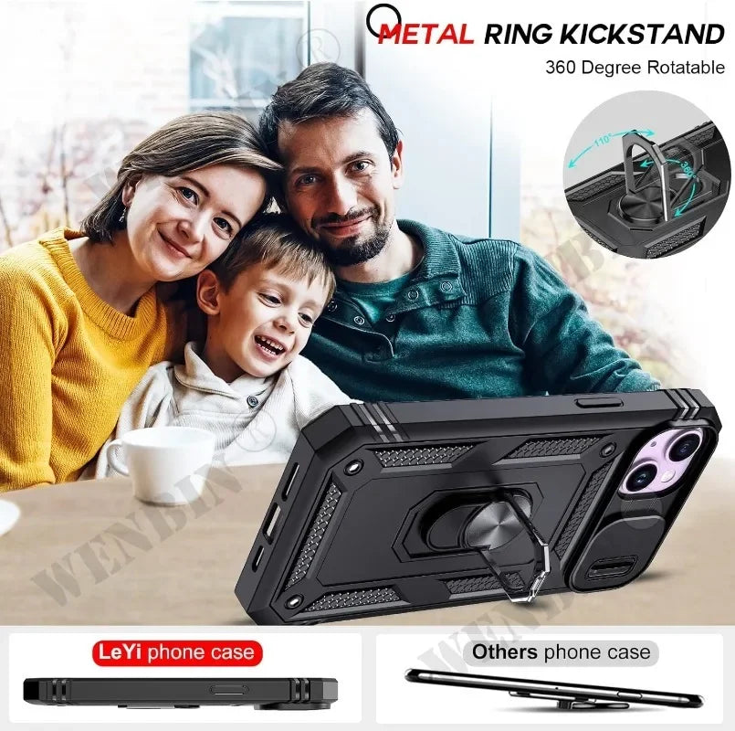 Étui robuste avec support rotatif à 360° pour iPhone 17, 16, 16e, 15, 14, 13, 12, 11 Pro Max Plus Mini, XS, XR, 8 Plus, 8, 7 SE