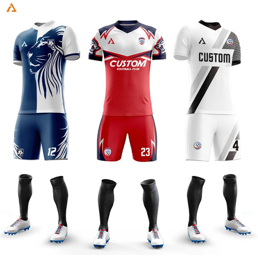 Custom Sublimation Printing Football Jersey Polyester Soccer Uniform Club Team Football Uniform Breathable Soccer Jersey For Men