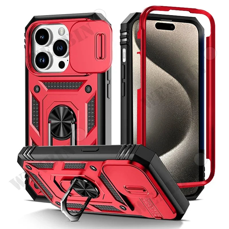 Étui robuste avec support rotatif à 360° pour iPhone 17, 16, 16e, 15, 14, 13, 12, 11 Pro Max Plus Mini, XS, XR, 8 Plus, 8, 7 SE