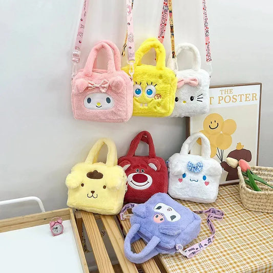 Sanrio Plüschtasche Kuromi Cinnamoroll Melody Stitch Handtasche Hello Kitty Umhängetasche Kosmetiktasche Jungen Mädchen Weihnachtsgeschenk