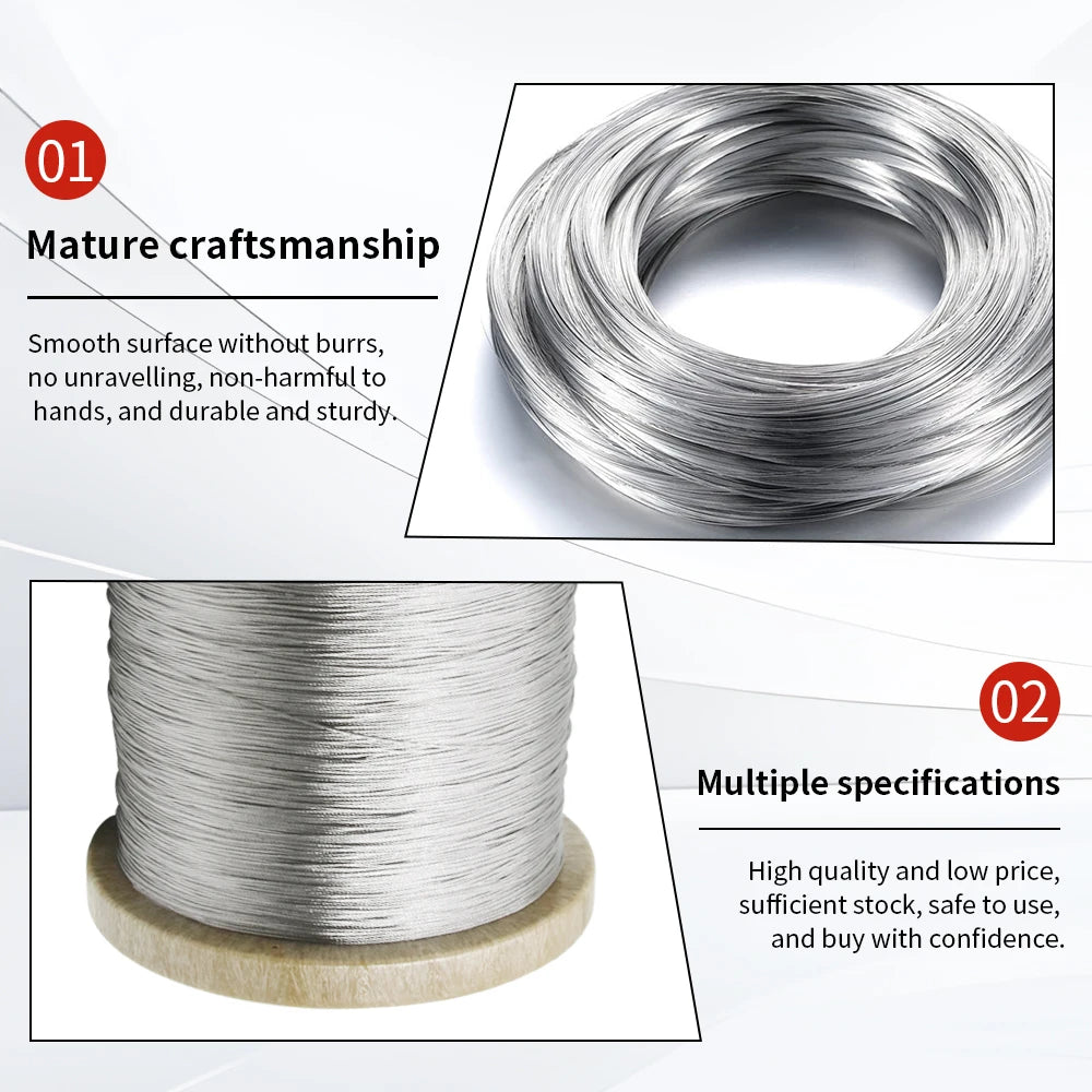 1/1.2/1.5/2/3/4/5mm cable rope, 5-20M PVC transparent coated steel cable rope, 304 stainless steel cable rope