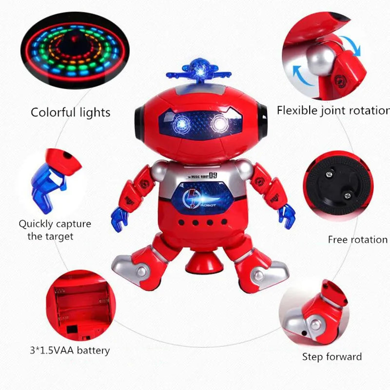 Jouets Robots Dansants Rotatifs pour Enfants avec Musique Lumière LED Jouets Électroniques Marcheurs pour Garçons Filles Cadeau d'Anniversaire Noël