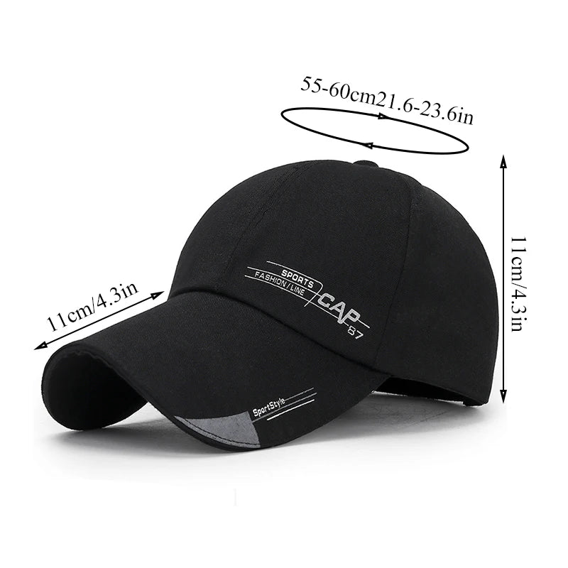 2024 Fashion Line Baseball Cap For Men Sports Cap Hat Fish Outdoor Long Visor Brim Shade Snapback Sun Hat Women's Summer Hat