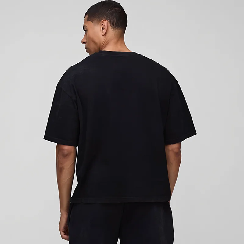 T-shirts de course pour hommes amples et oversize avec épaules tombantes en coton épais à manches courtes, vêtements de sport et de gym décontractés