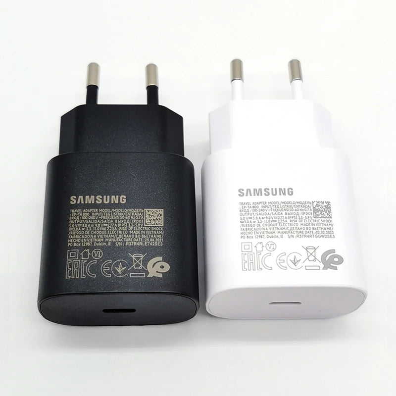 Chargeur ultra rapide Samsung 25W Type C pour Galaxy S24 S23 S20 S21 S22 Plus Note 20 10 A55 A35 A25 A15 Z Flip Fold 6 5 4 3