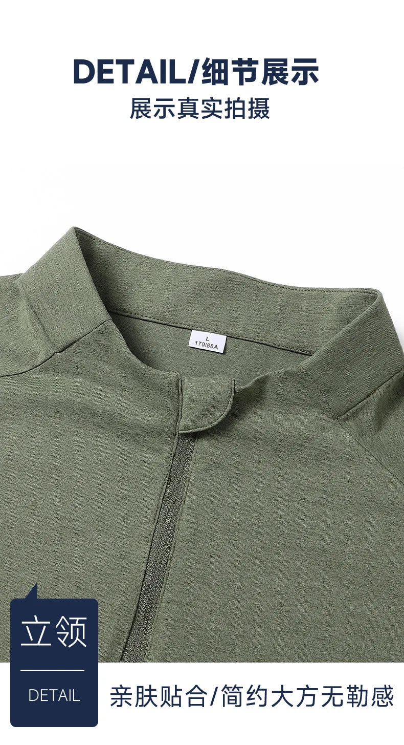 Herren Langarm Performance Shirt mit halbem Reißverschluss – feuchtigkeitsableitendes, schnelltrocknendes Sport-Polo für Outdoor-Sportarten & Fitnesstraining