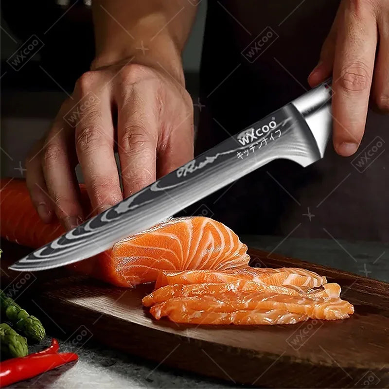 Professional Kitchen Chef's Knife Damascus Japanese Santoku Slicing Knife Meat Cleaver Stainless Steel Butcher Knife with Box