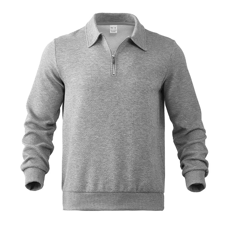 24 grenzüberschreitendes beliebtes Herbst-Langarm-Revers-Reißverschluss-Herren-Freizeit-Poloshirt