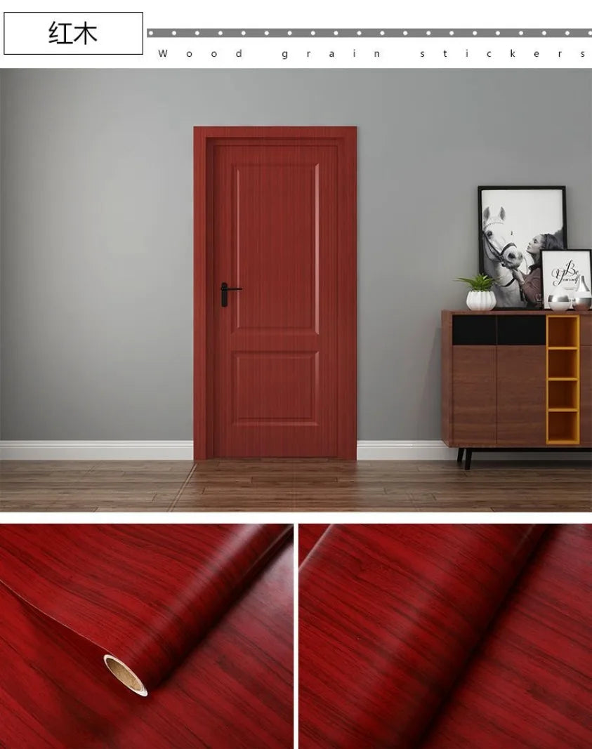 90CM Width Wood Grain PVC Wallpaper for Door Wardrobe Cupboard Table Furniture Waterproof Self Adhesive Stickers Home Decor Film