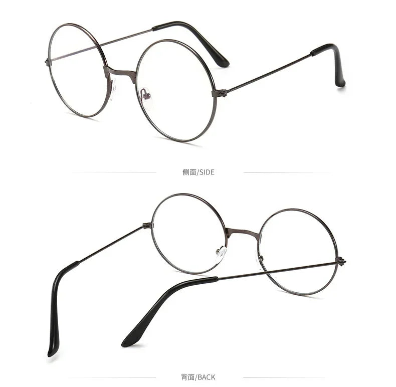 Vintage Transparent Glasses Round Metal Frame Superlight Style Clear Lens Game Eye Glasses  Protection Chic Prevent  Blue Light