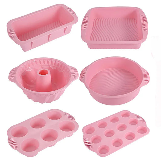 Nonstick Silicone Baking Cake Pan Cookie Sheet Molds Tray, Heat Resistant Bakeware Tools for Muffin Loaf Bread Pizza Cupcake