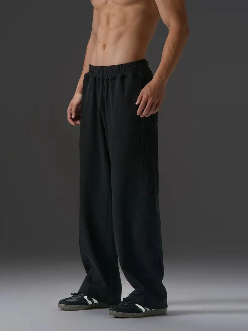 American casual pants men's straight tube loose oversized elastic waistband sports pants simple and fashionable casual running p