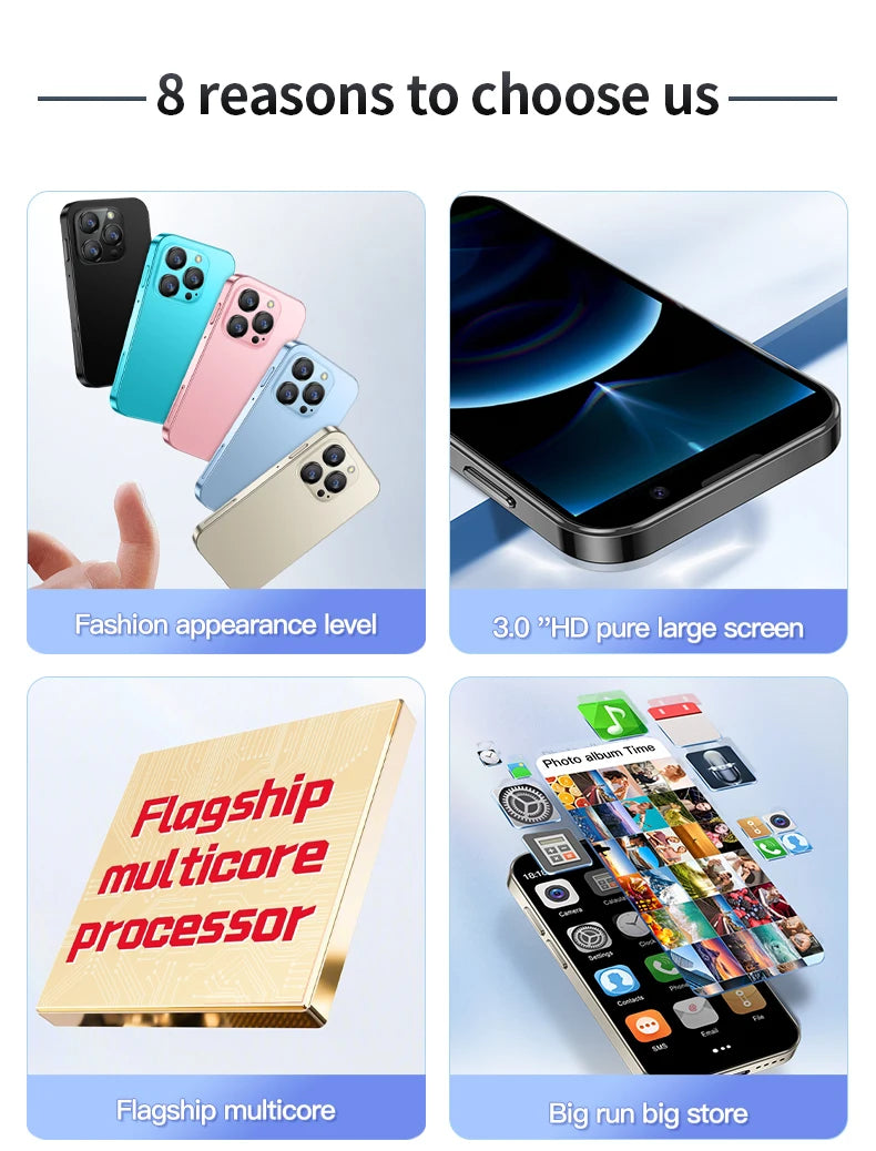 Mini Smartphone SERVO 16SE 16 Go ROM Android 9.0 Wifi Double SIM Veille Play Store 3G WCDMA Petit Téléphone Portable Intelligent 3.0" Nouvelle Version
