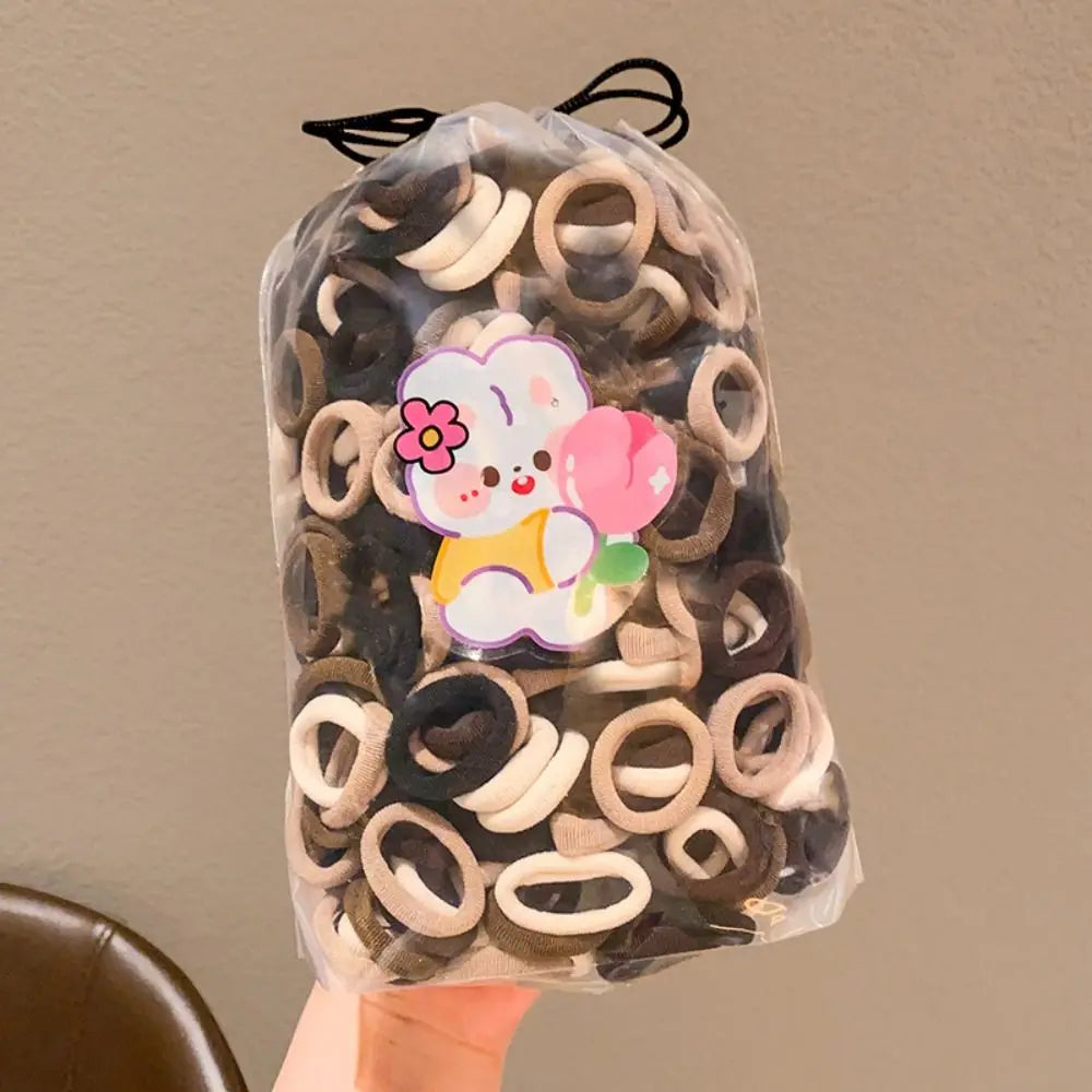 Lot de 100 bandeaux pour enfants marron et noir, mini élastiques mignons, corde à cheveux couleur bonbon, anneau à cheveux coréen sans danger, couvre-chef pour enfant