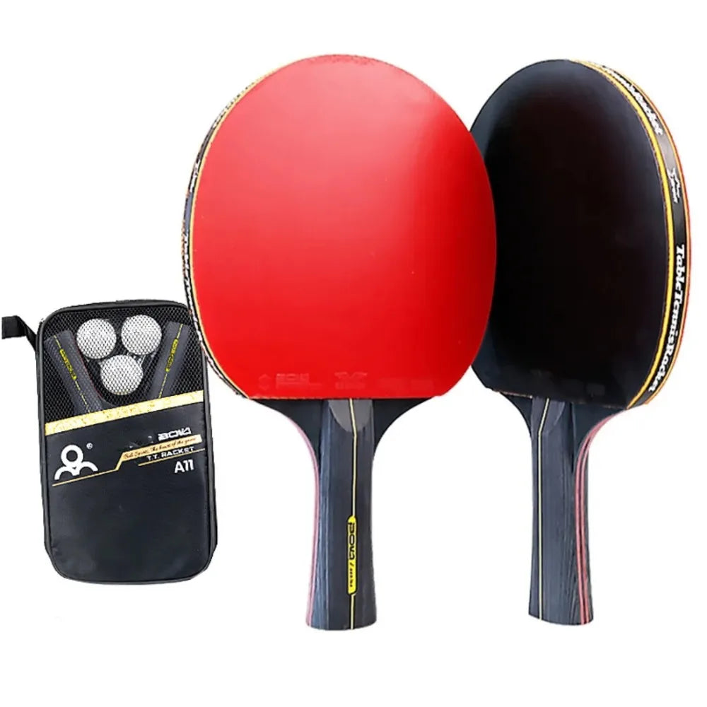 5/6 Sterne Tischtennisschläger 2 Stück Professionelles Tischtennis-Schlägerset Noppen-innen Belag Hochwertiges Holzschläger mit Tasche