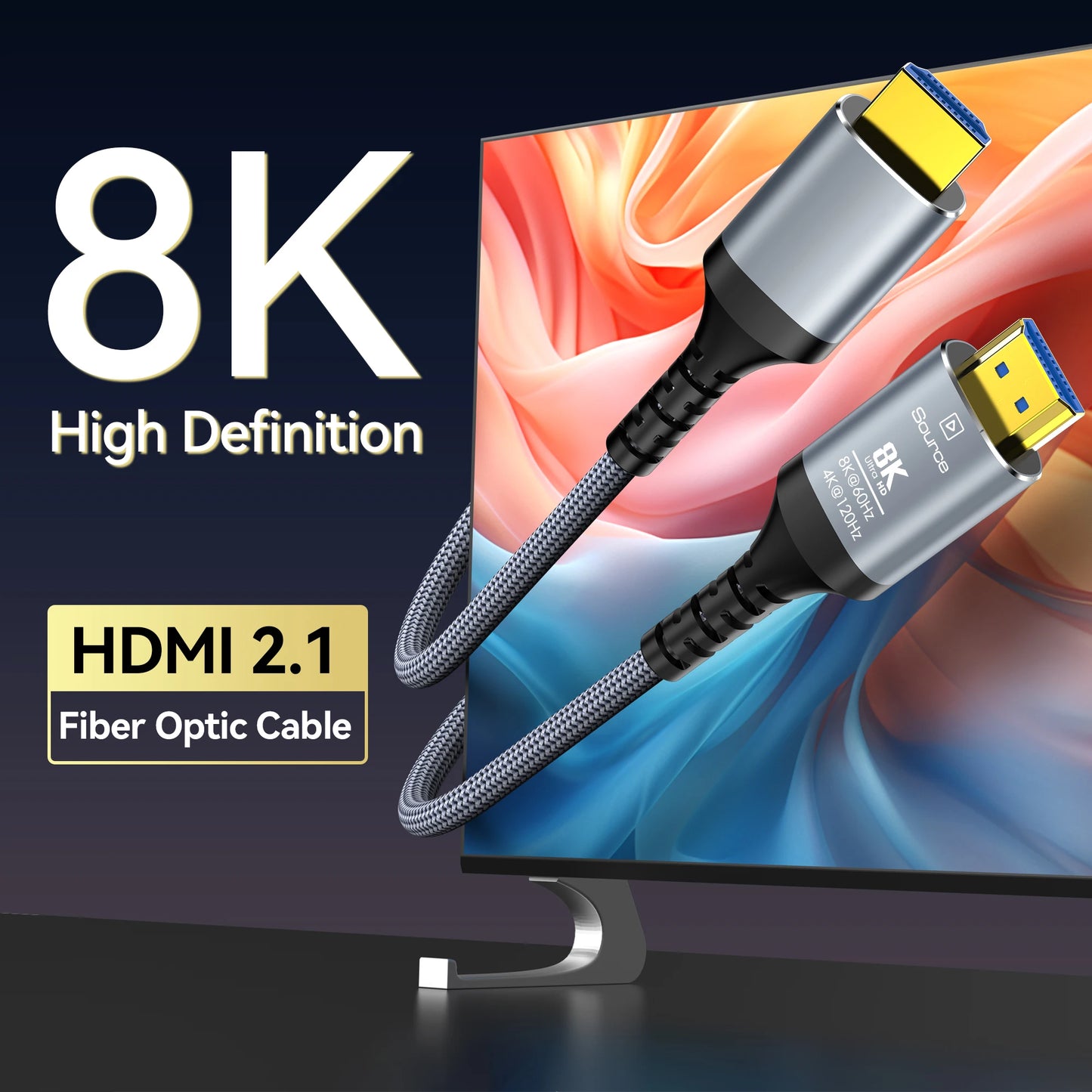 8K HDMI 2.1 Glasfaserkabel 8K60Hz 4K120Hz HDMI Kabel Dynamisches HDR/eARC/HDCP 2.3 Kompatibel mit LG Samsung Sony TV/PS5/Blu-ray