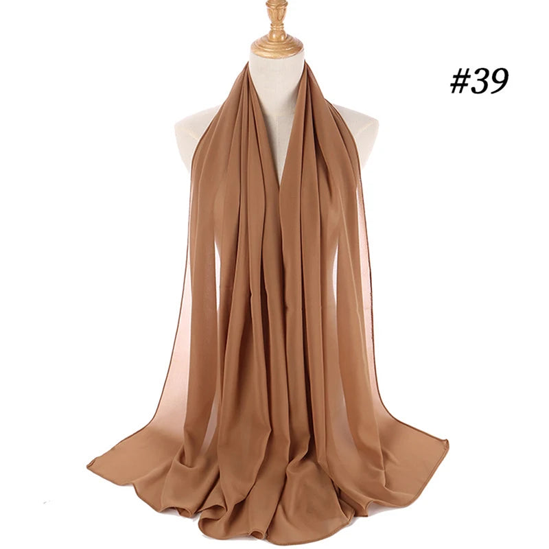 Hijab musulman en mousseline pour femmes, écharpe en mousseline bulle, voile pour femmes, musulmanes, islamiques, de couleur unie, malaisiennes, écharpes foulard musulman