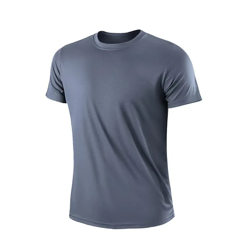 T-shirt de sport pour homme, à manches courtes, séchage rapide, évacuant l'humidité, col rond, pour l'entraînement, la course, la gym, le sport, léger