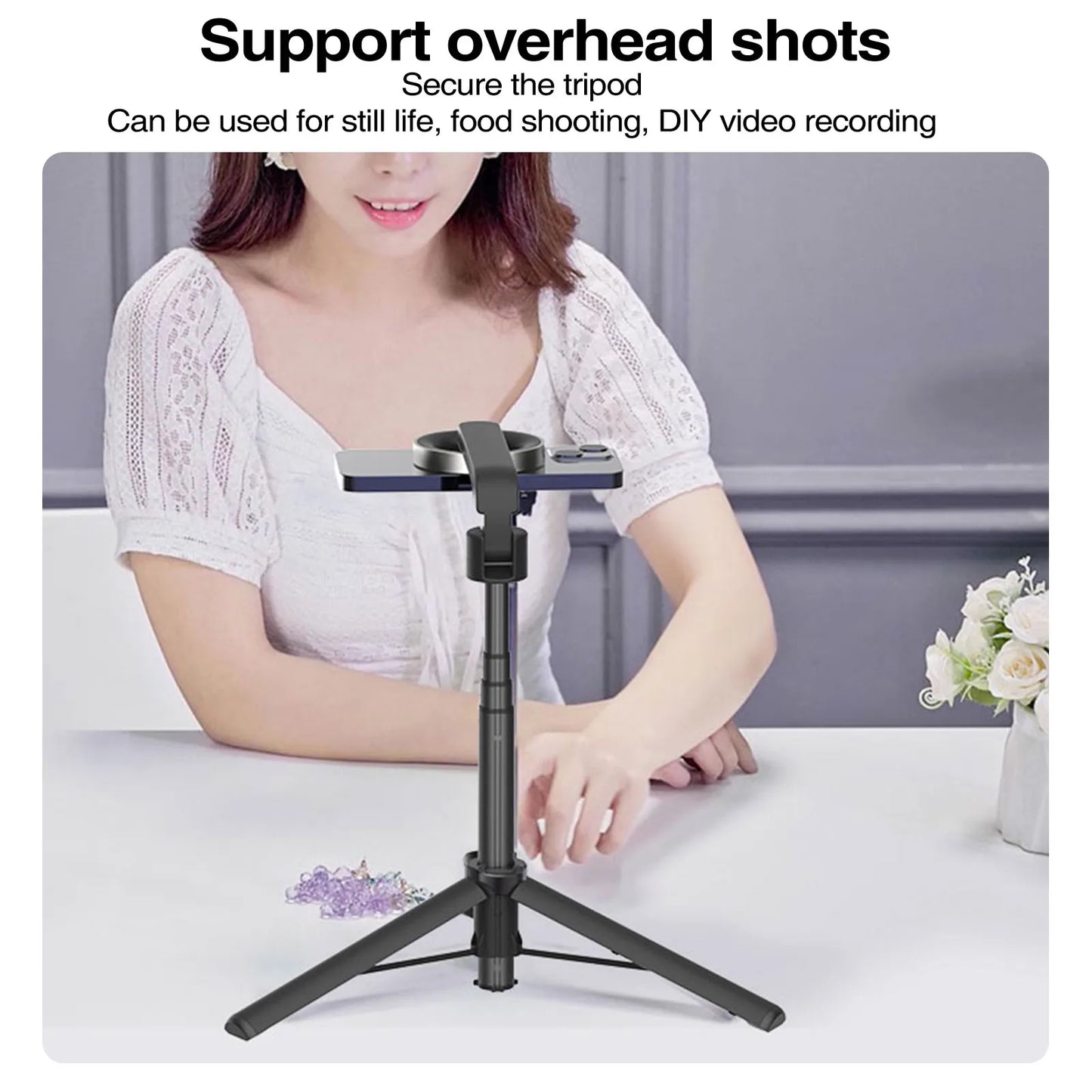 Tragbares magnetisches Selfie-Stick-Stativ für Magsafe iPhone 14 13 12 Handheld Stabilizer Stange mit Fernbedienung für Samsung