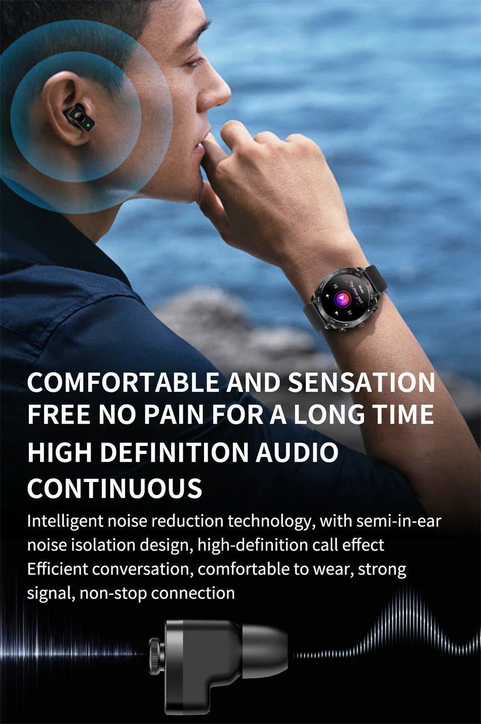 LIGE Avec écouteurs Bluetooth Casque Smartwatch Femme Moniteur d'activité Montre de sport Homme Étanche Montre intelligente Écran AMOLED