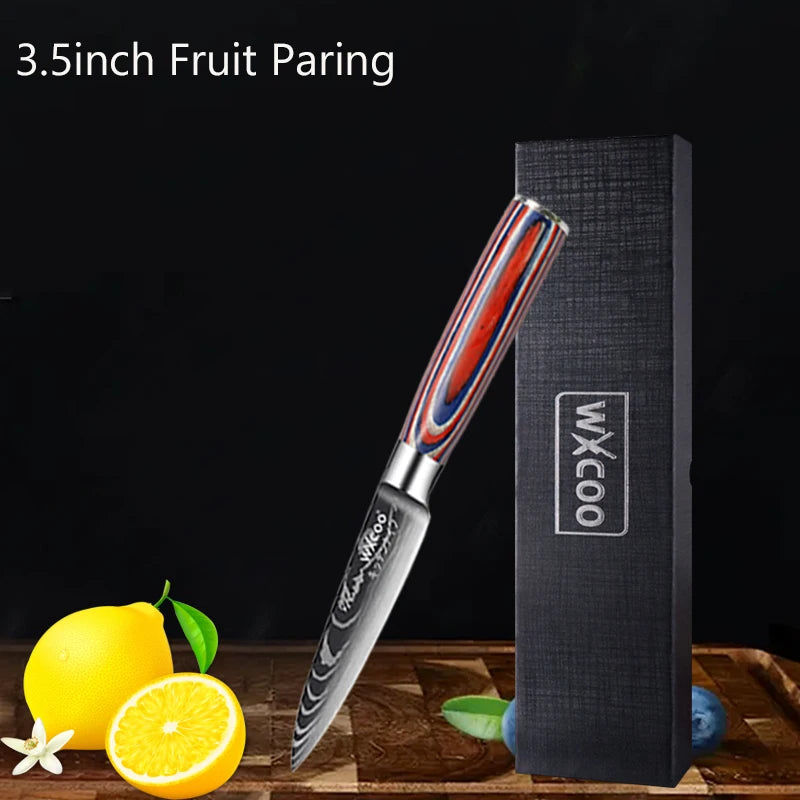 Professional Kitchen Chef's Knife Damascus Japanese Santoku Slicing Knife Meat Cleaver Stainless Steel Butcher Knife with Box