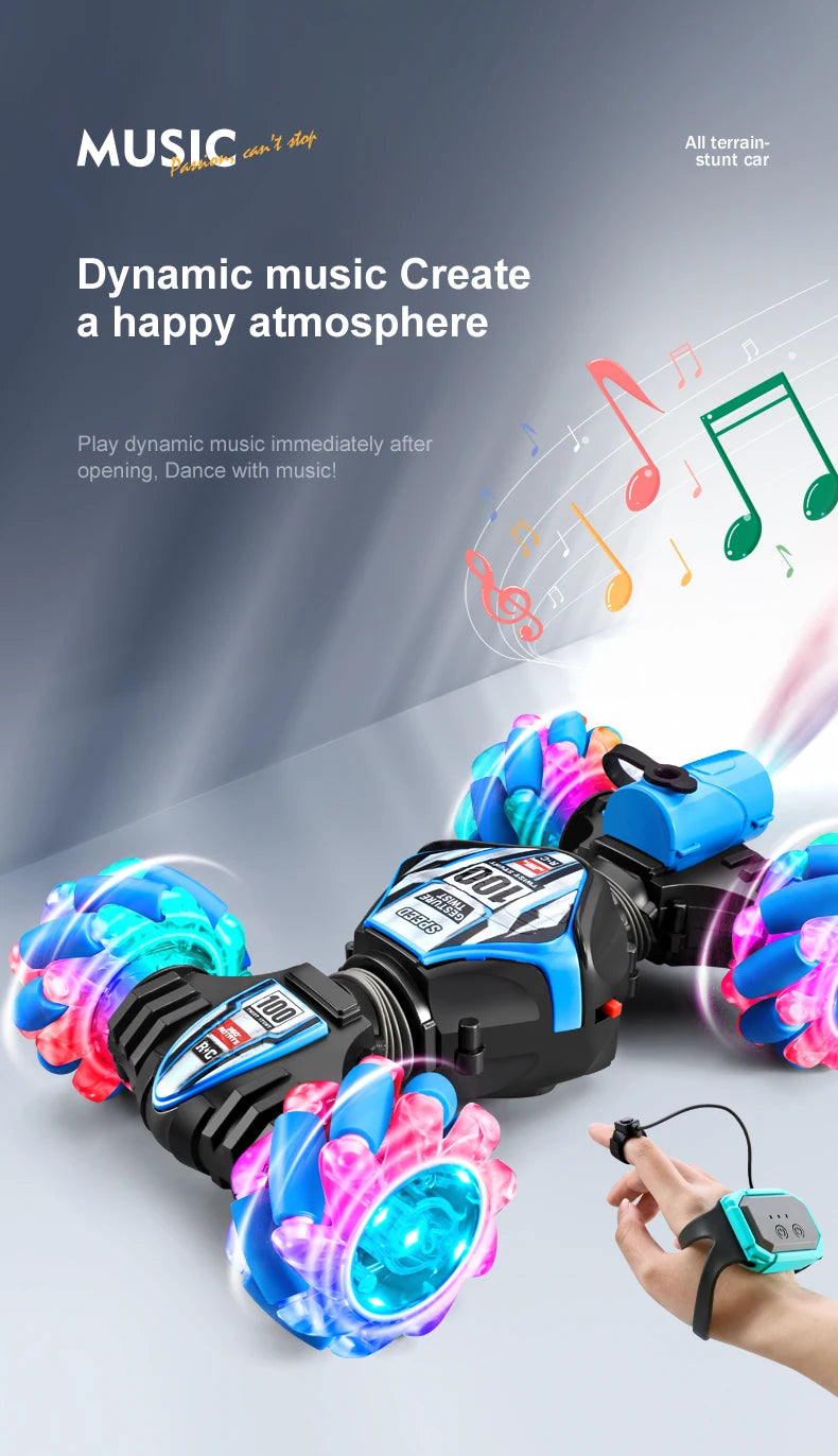 Top RC Stunt Car 2.4G Ferngesteuertes Auto RC Uhr Gestensensor LED Rotation Geschenk Elektronisches Spielzeug für Kinder Jungen