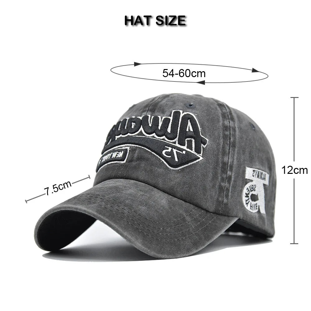 Casquette de baseball brodée pour femmes et hommes, nouvelle casquette de soleil unie printemps-été, casquettes de sport rétro lavables, casquette de pêche hip-hop