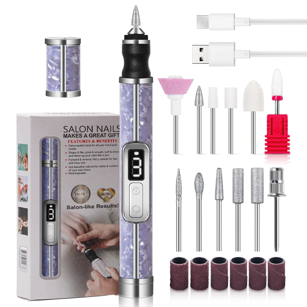YIKOOLIN Tragbares elektrisches Nagelbohrerset, 4 Geschwindigkeiten, professionelles Maniküre-Pediküre-Set für Nagelsalons, Peeling und Polieren