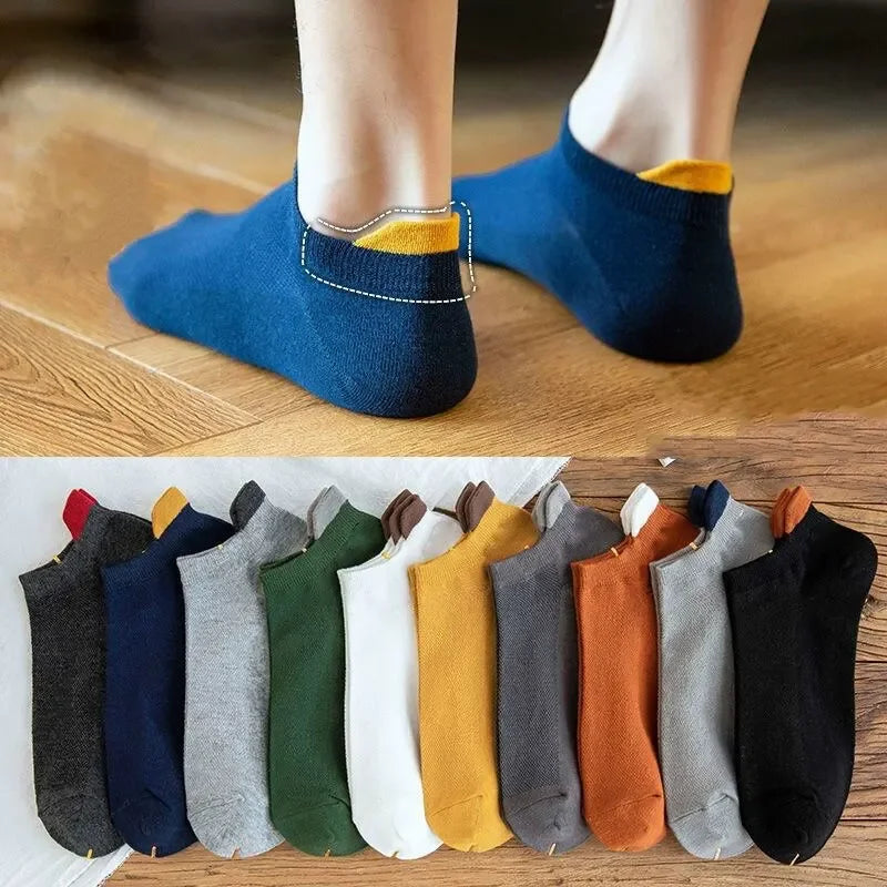 10 Pairs Fashion Mesh Summer Cute Cartoon Eyes Embroidered Sweat Absorbent Breathable Men Low Cut Ankle Knitted Boat Socks