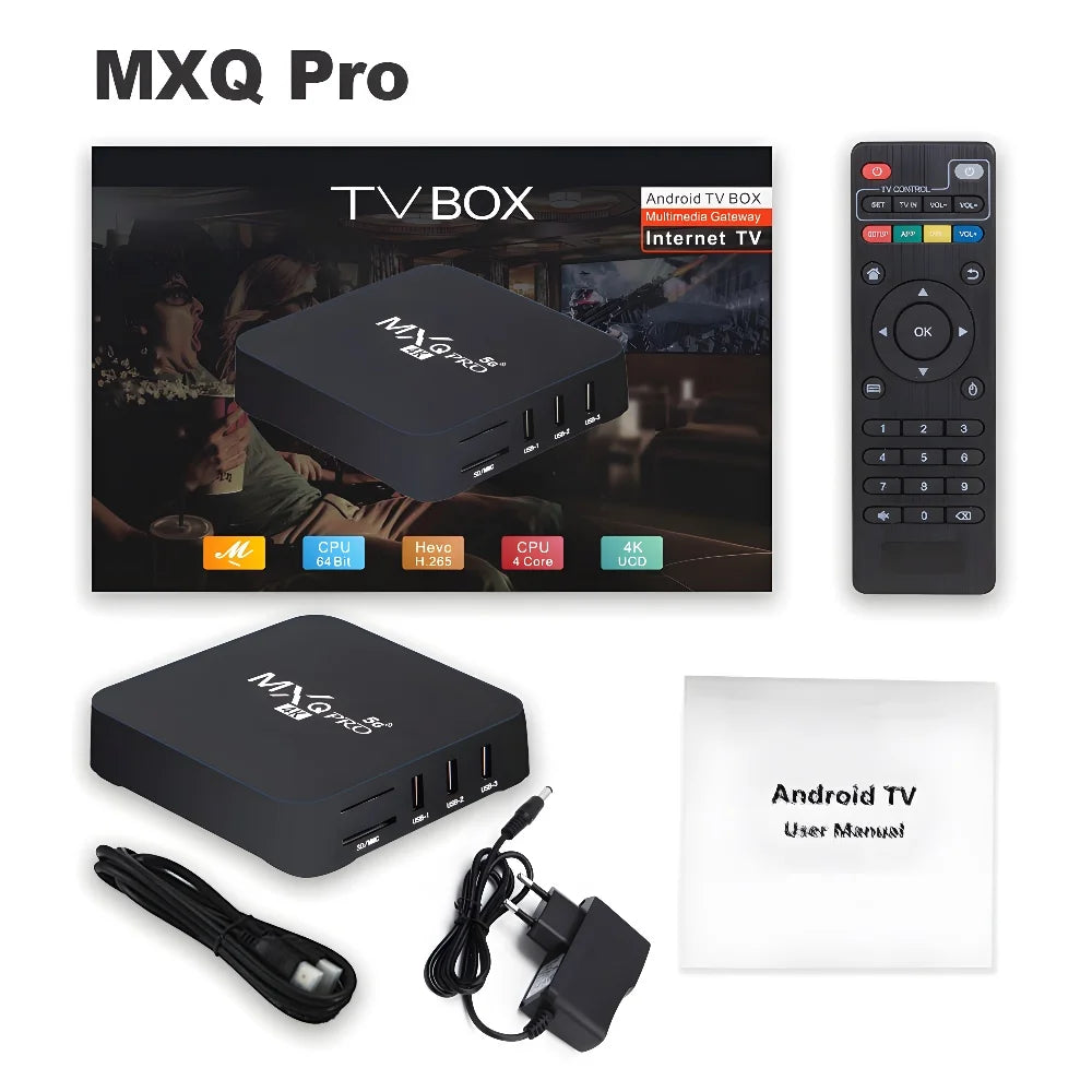 MXQ PRO TV BOX Android S905L 2.4G&5G WiFi Original Quad Core Youtube Media Player Mxq Pro 4K Set Top Box IPTV Netflix YouTube