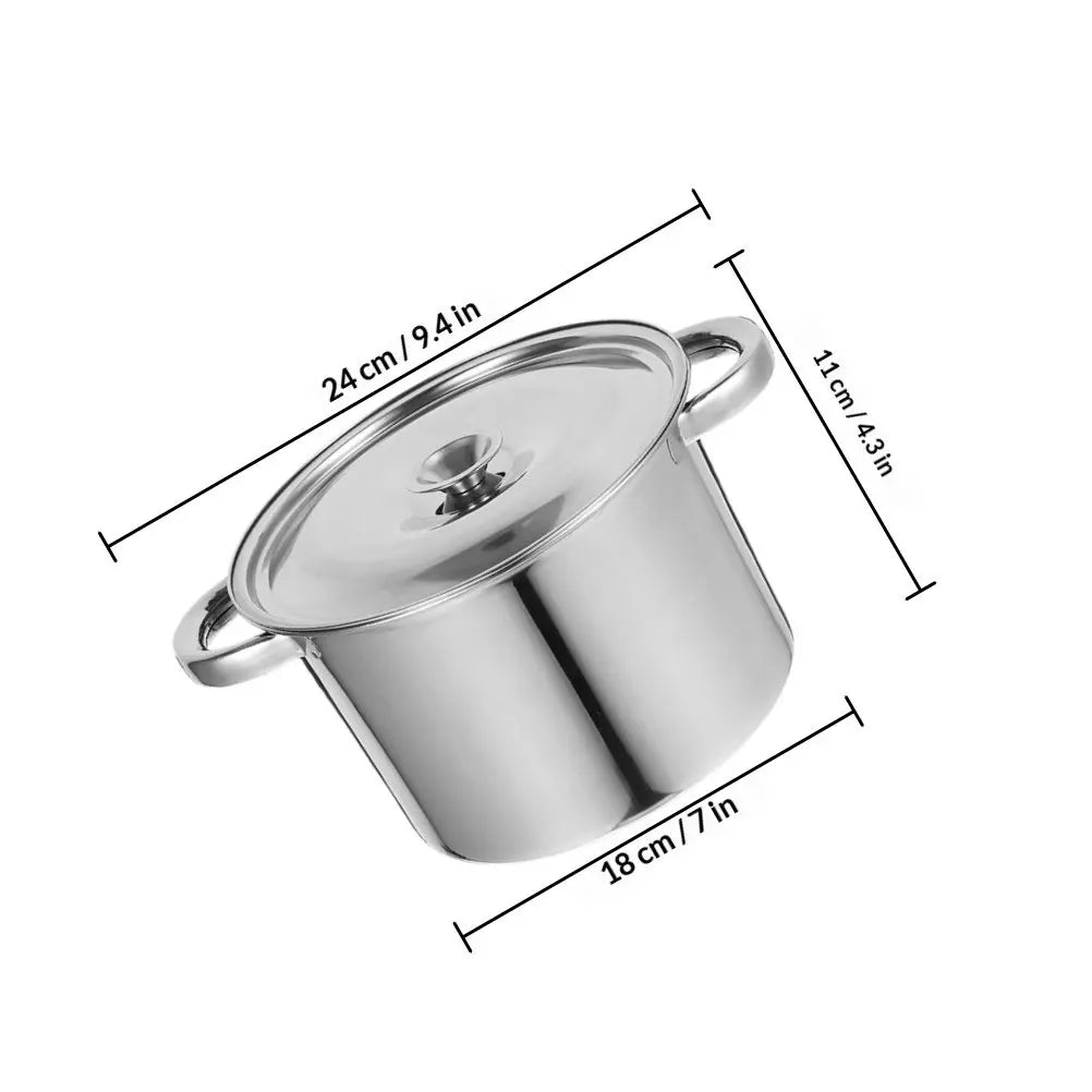 18 cm Edelstahl-Suppentopf, zwei Griffe, dicht schließender Deckel, runder Kochtopf für die Zubereitung von Suppen, Brühen, Brei, Chili und Eintöpfen