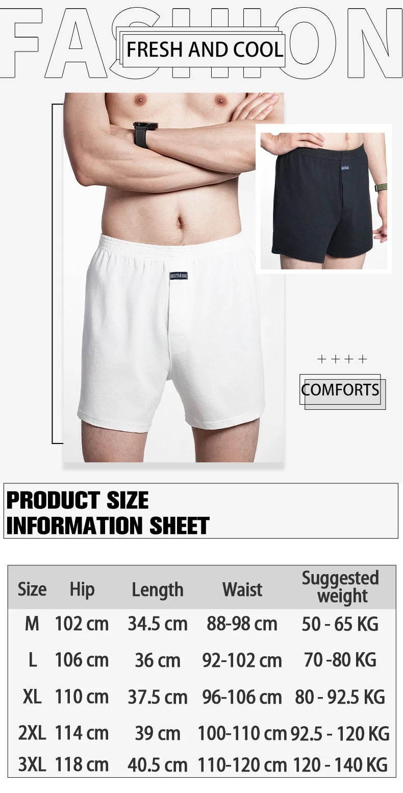 Herren reine Baumwolle Boxershorts Unterwäsche Hohe Taille Große Unterhose Lässiges Karo Übergröße Aro-Hose Pyjamahose für Zuhause M-3XL